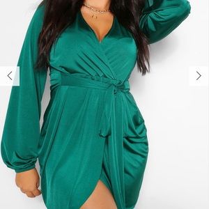 Boohoo emerald green dress XXL
